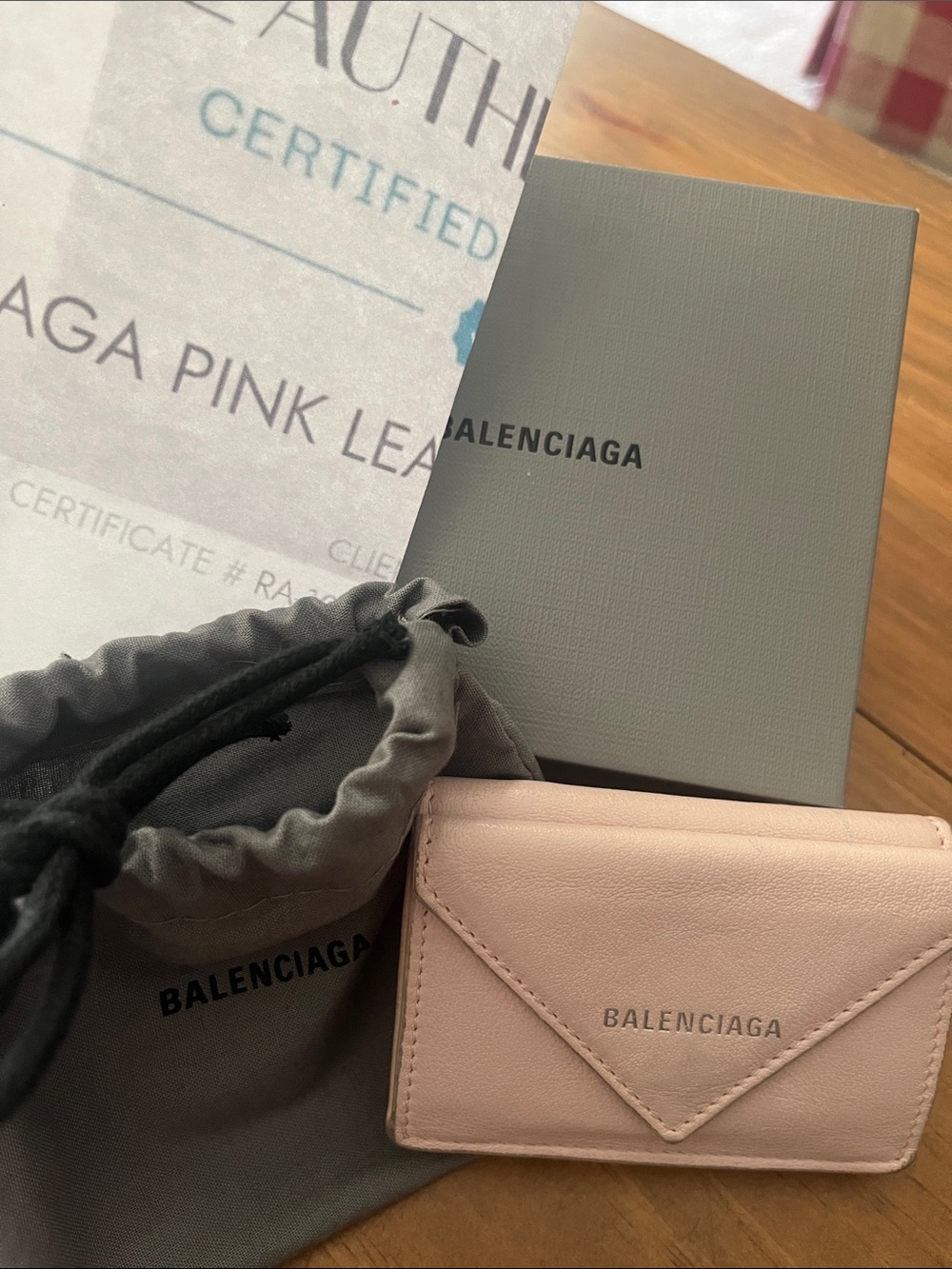 Balenciaga Pale Pink Leather Wallet Envelope Card Holder w COA - Picture 1 of 9